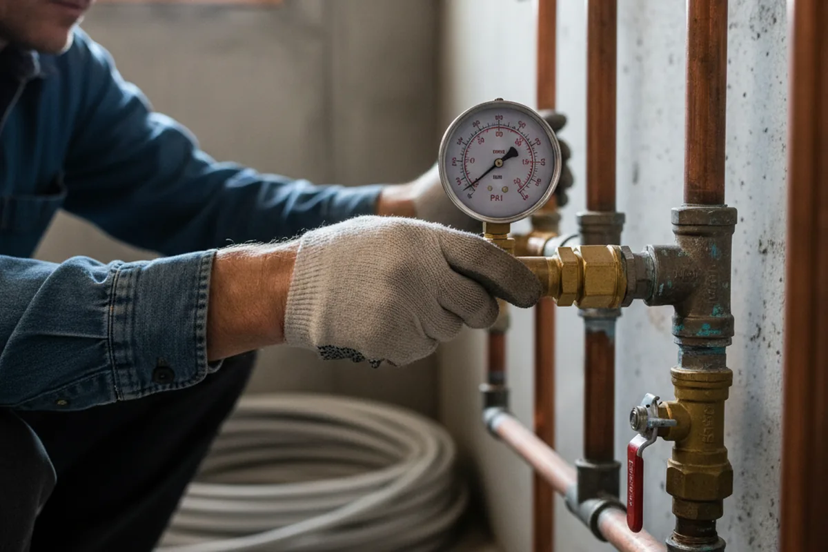Pressure testing a repaired line during Water Line Repair in Tahoma